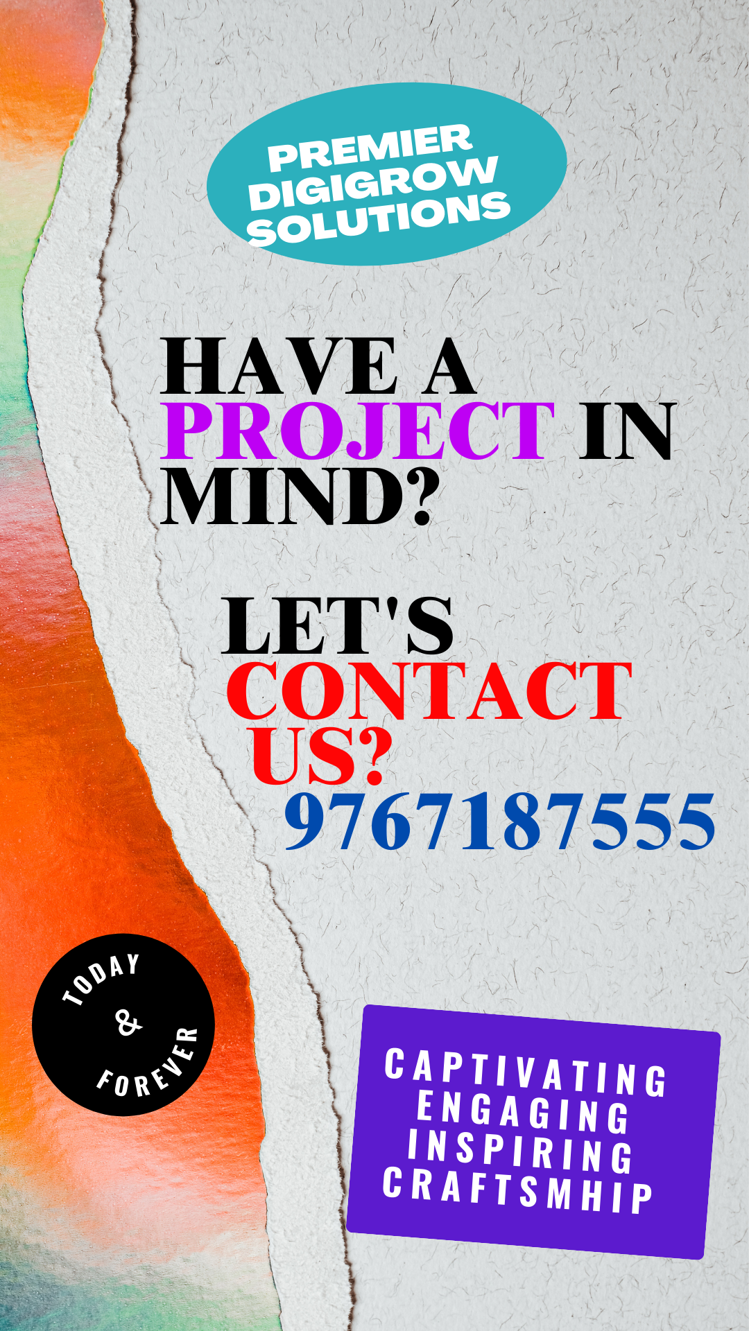 Promotional image describe about contact for project inquiries.